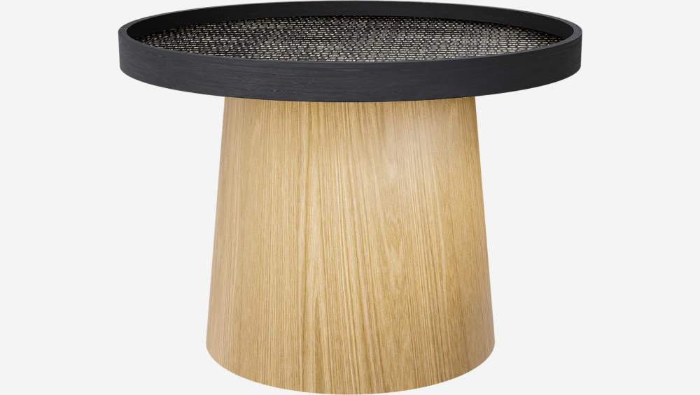 Table d'appoint avec plateau tissé - Noir et naturel