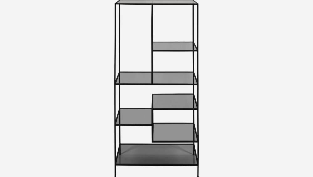 Etagère haute en acier et verre - Noir