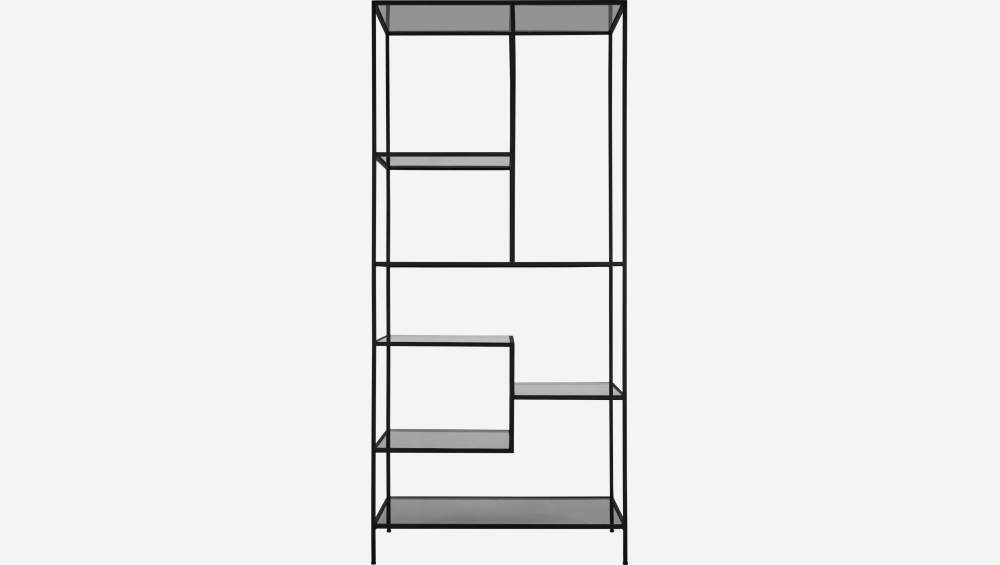 Etagère haute en acier et verre - Noir