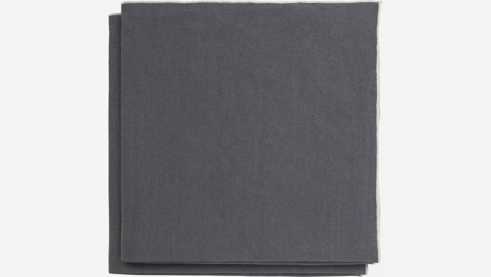 Lot de 2 serviettes de table en lin - 45 x 45 - Gris anthracite