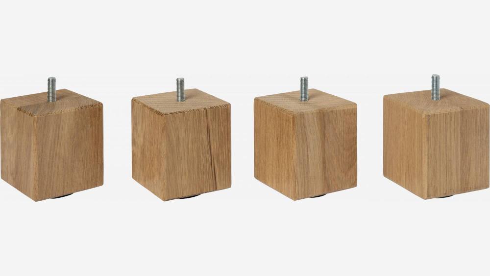 Set de 4 pieds de lit cubiques en chêne - 8,5 cm - Naturel