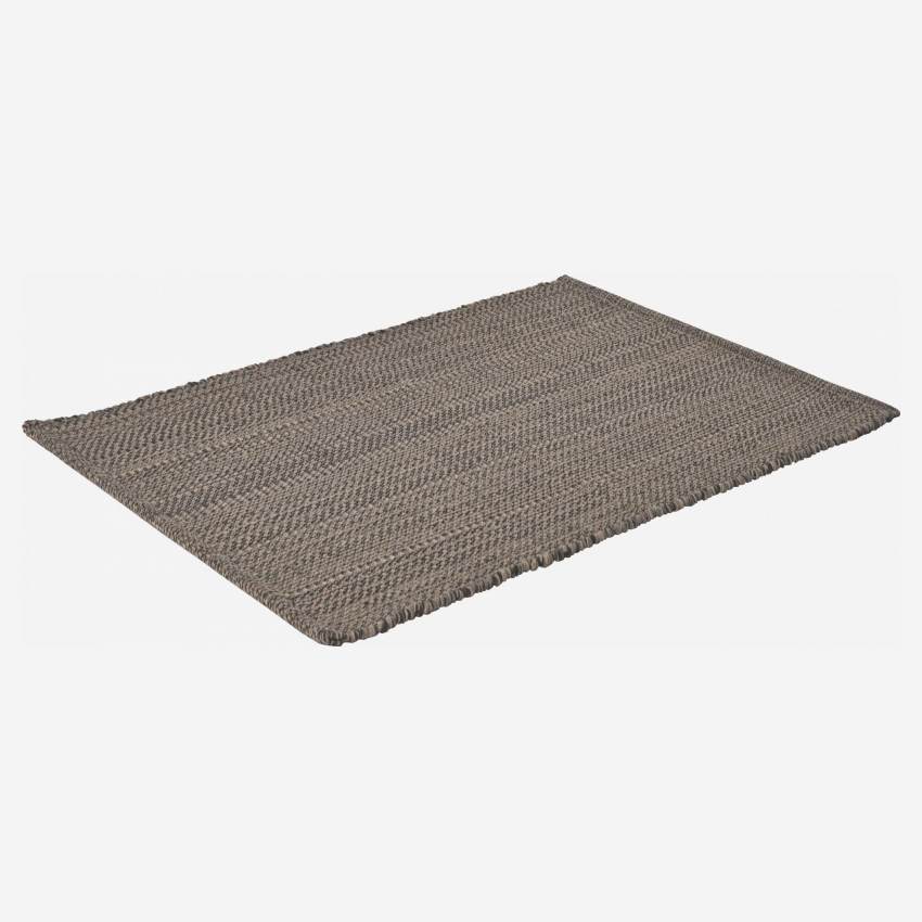 Tapis en coton tissé main - 60 x 90 cm - Gris