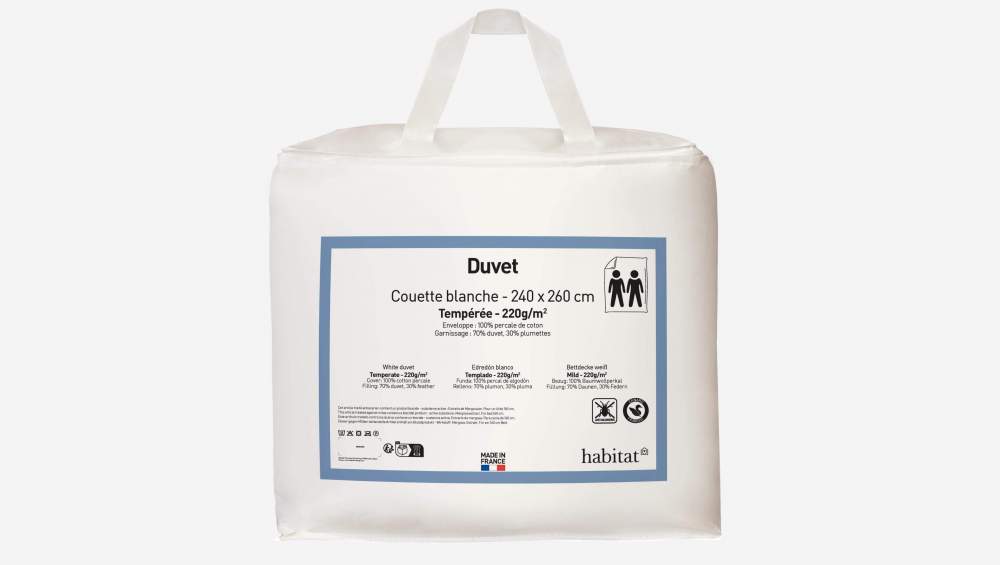 Couette en duvet de canard français - 220 gr/m² - 240 x 260 cm 