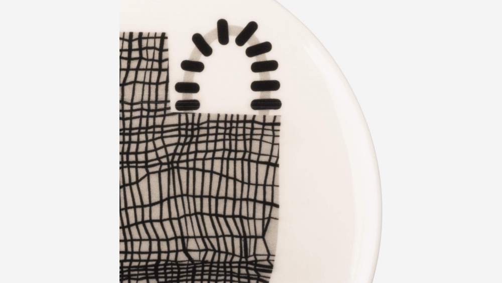 Assiette à dessert en faïence - 23 cm - Noir et Blanc (lot de 4)