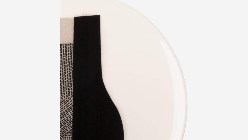 Assiette à dessert en faïence - 23 cm - Noir et Blanc (lot de 4)