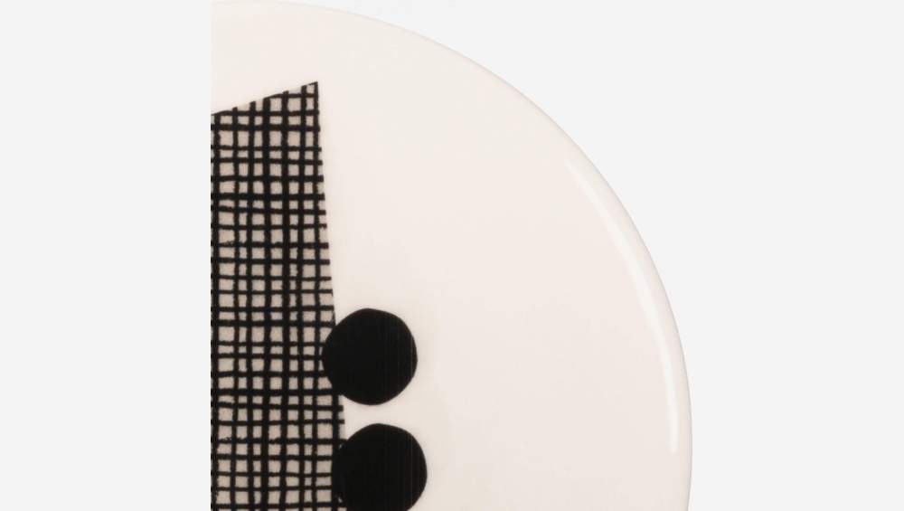 Assiette à dessert en faïence - 23 cm - Noir et Blanc (lot de 4)