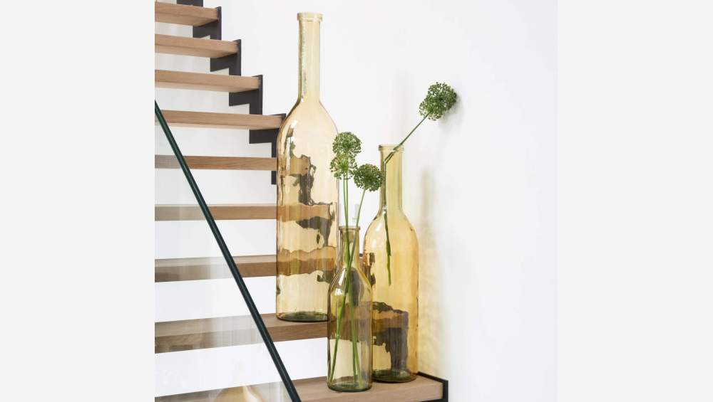 Vase bouteille en verre recyclé – 18 x 75 cm – Jaune 