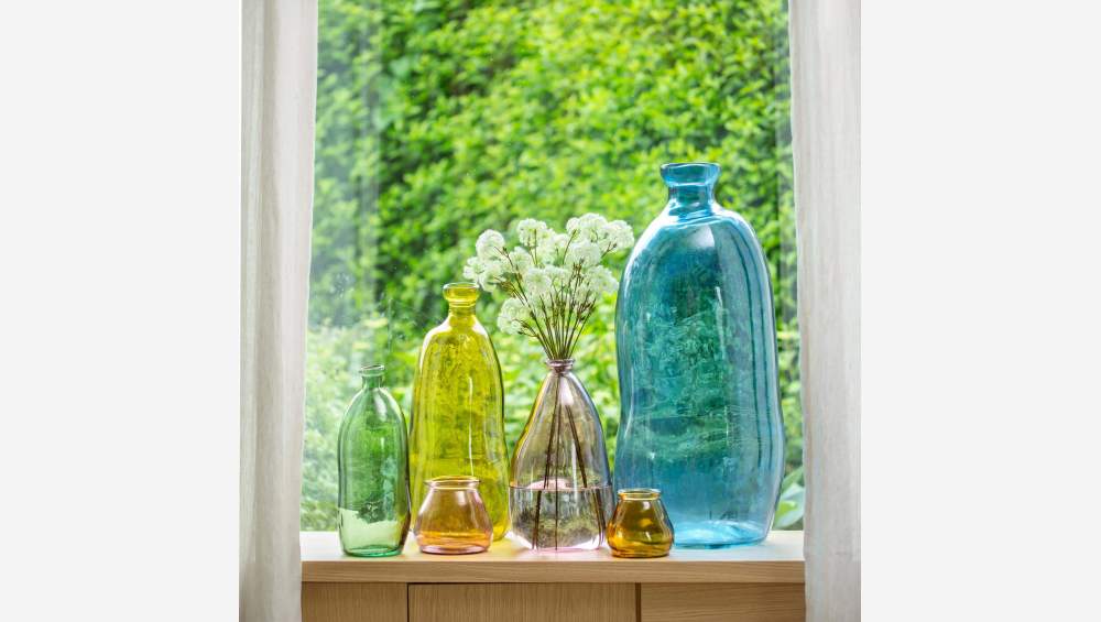 Vase dame jeanne en verre recyclé – 22 x 51 cm – Jaune 