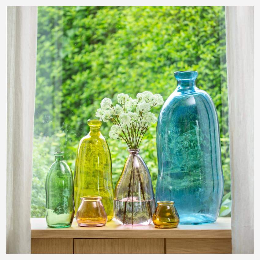 Portacandele in vetro riciclato - 12 x 12 cm - Giallo