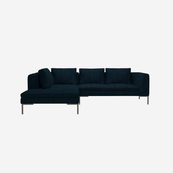 2-Sitzer-Sofa mit Chaiselongue links aus Melina-Stoff - Tintenblau