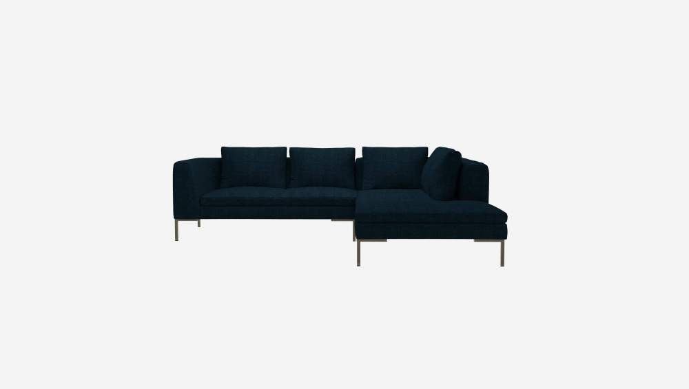 2-Sitzer-Sofa mit Chaiselongue rechts aus Melina-Stoff - Tintenblau