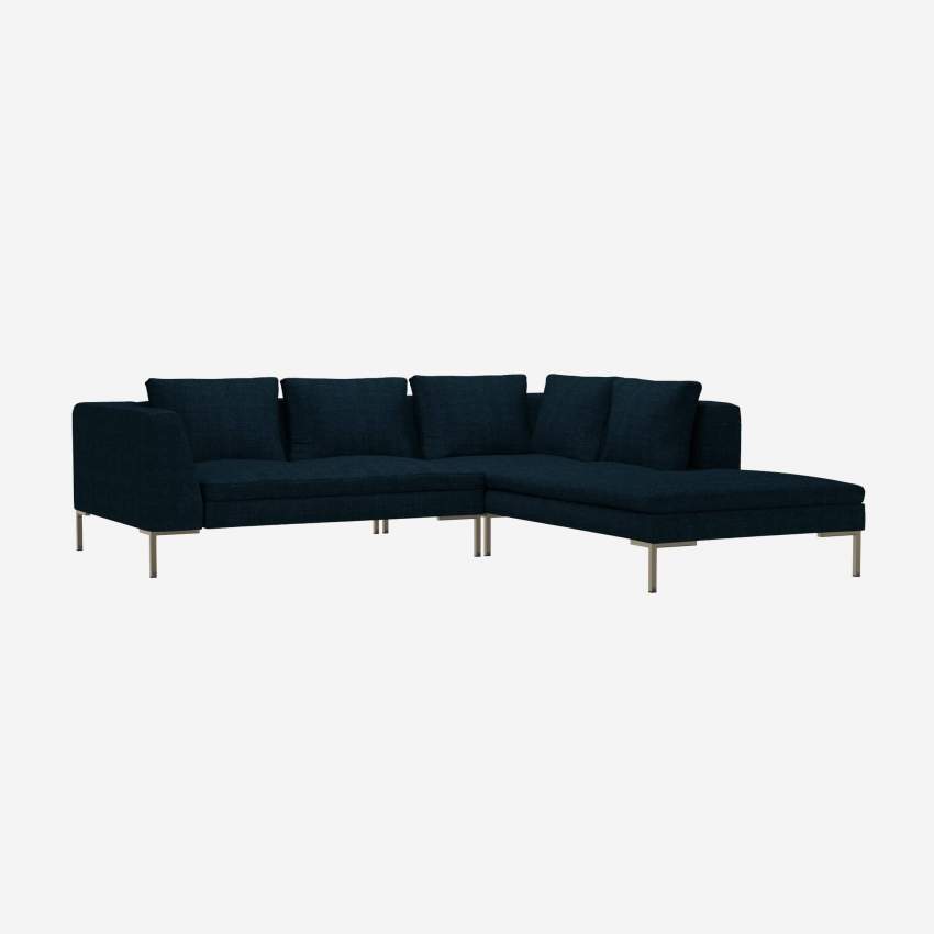 2-Sitzer-Sofa mit Chaiselongue rechts aus Melina-Stoff - Tintenblau