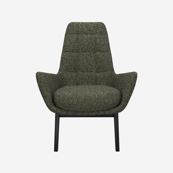 Sessel aus Lucca-Stoff - Moosgrün - Schwarze Füße