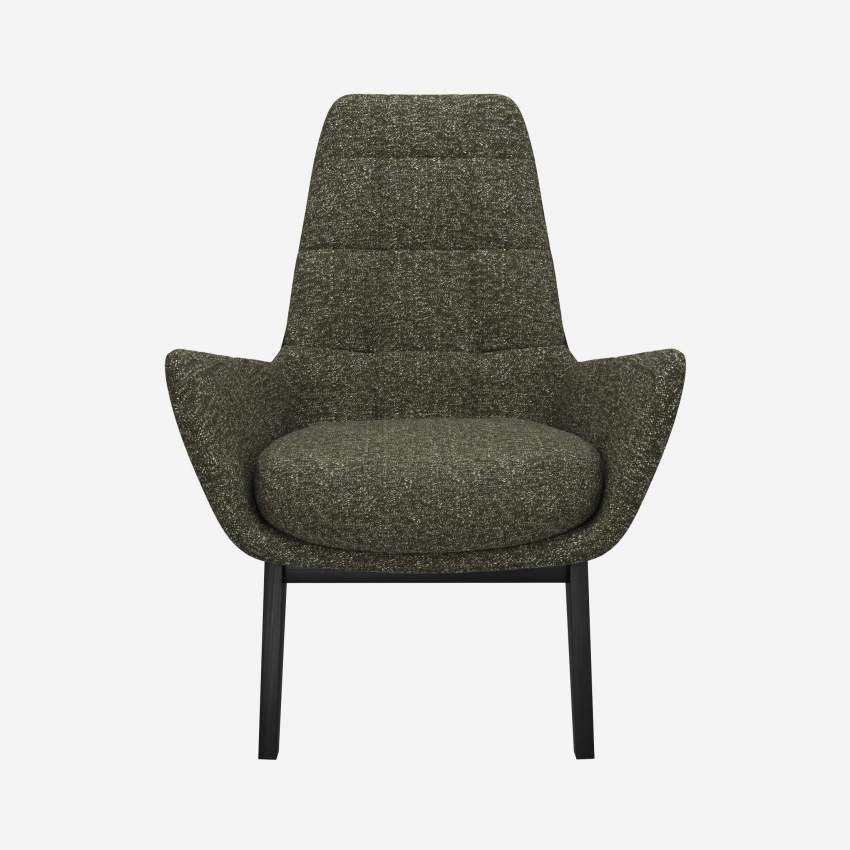 Sessel aus Lucca-Stoff - Moosgrün - Schwarze Füße