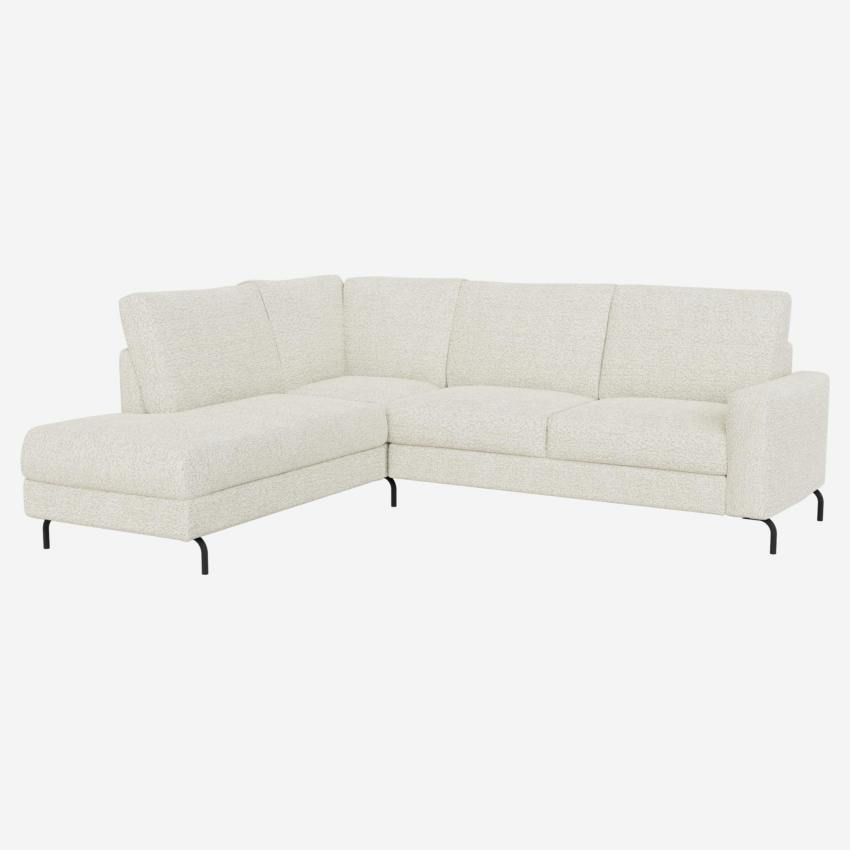 Canapé d'angle 2 places avec chauffeuse gauche en tissu Melina - Gris asphalte - Accoudoirs droits - Pieds cylindriques fins en acier noir - Confort medium