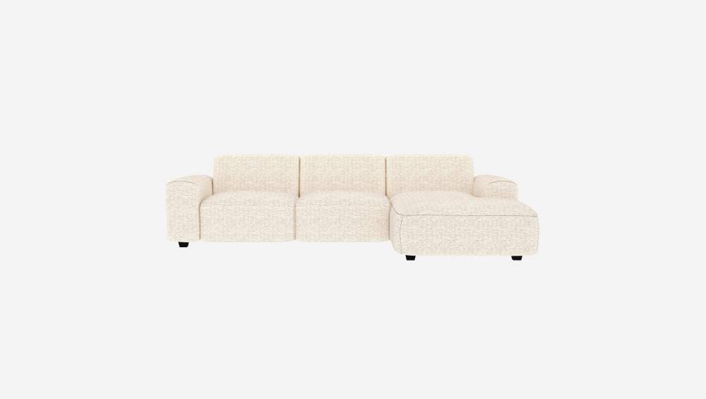 Canapé 3 places avec méridienne droite en tissu Bormio - Blanc albâtre