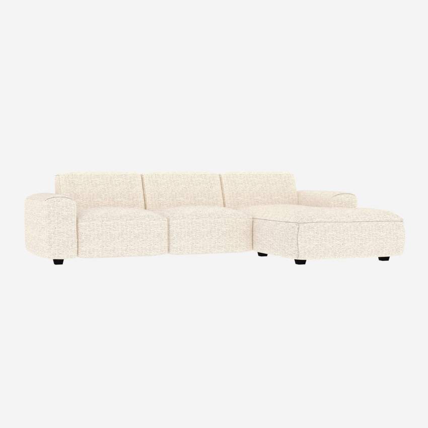 Canapé 3 places avec méridienne droite en tissu Bormio - Blanc albâtre