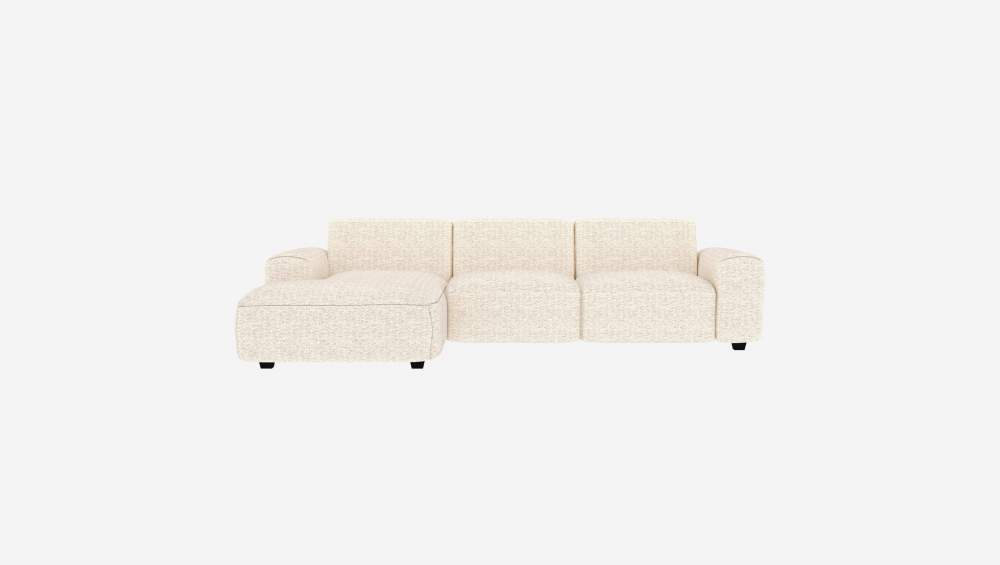 Canapé 3 places avec méridienne gauche en tissu Bormio - Blanc albâtre