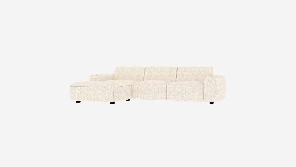 Canapé 3 places avec méridienne gauche en tissu Bormio - Blanc albâtre