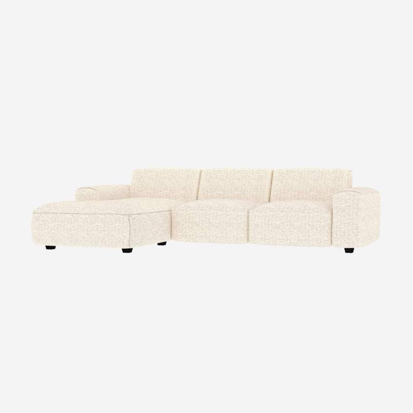 Sofá 3 plazas con chaise longue izquierda en tela Bormio - Blanco alabastro 