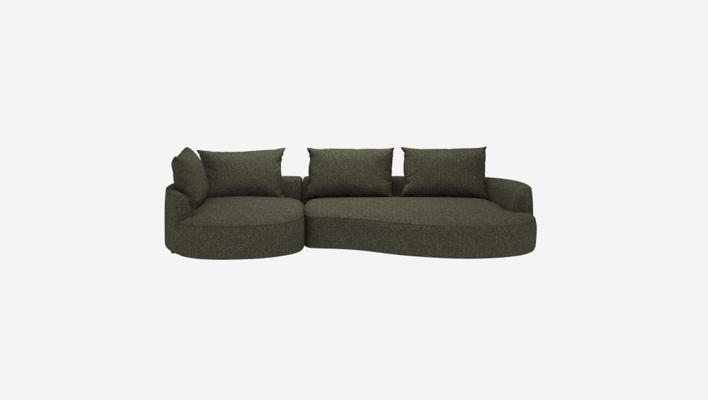 Canapé d'angle gauche de forme organique en tissu Lucca - Vert mousse 