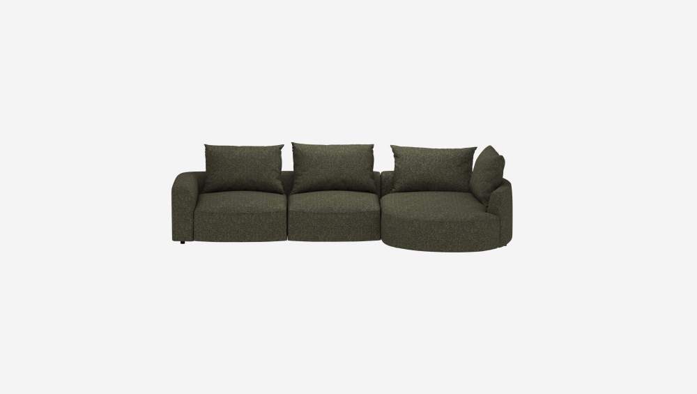 Canapé d'angle droit en tissu Lucca - Vert mousse 