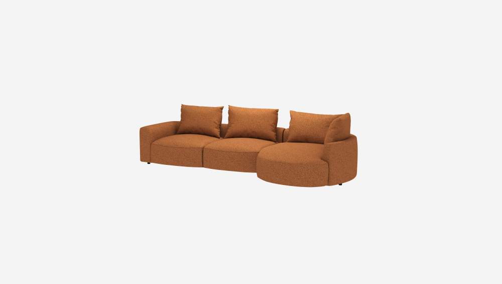 Canapé d'angle droit en tissu Lucca - Marron noisette 