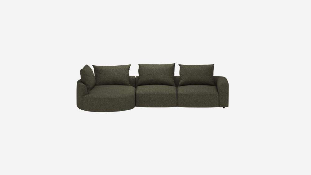 Canapé d'angle gauche en tissu Lucca - Vert mousse 