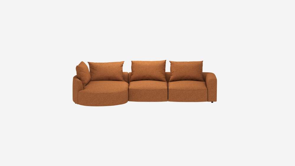 Canapé d'angle gauche en tissu Lucca - Marron noisette 