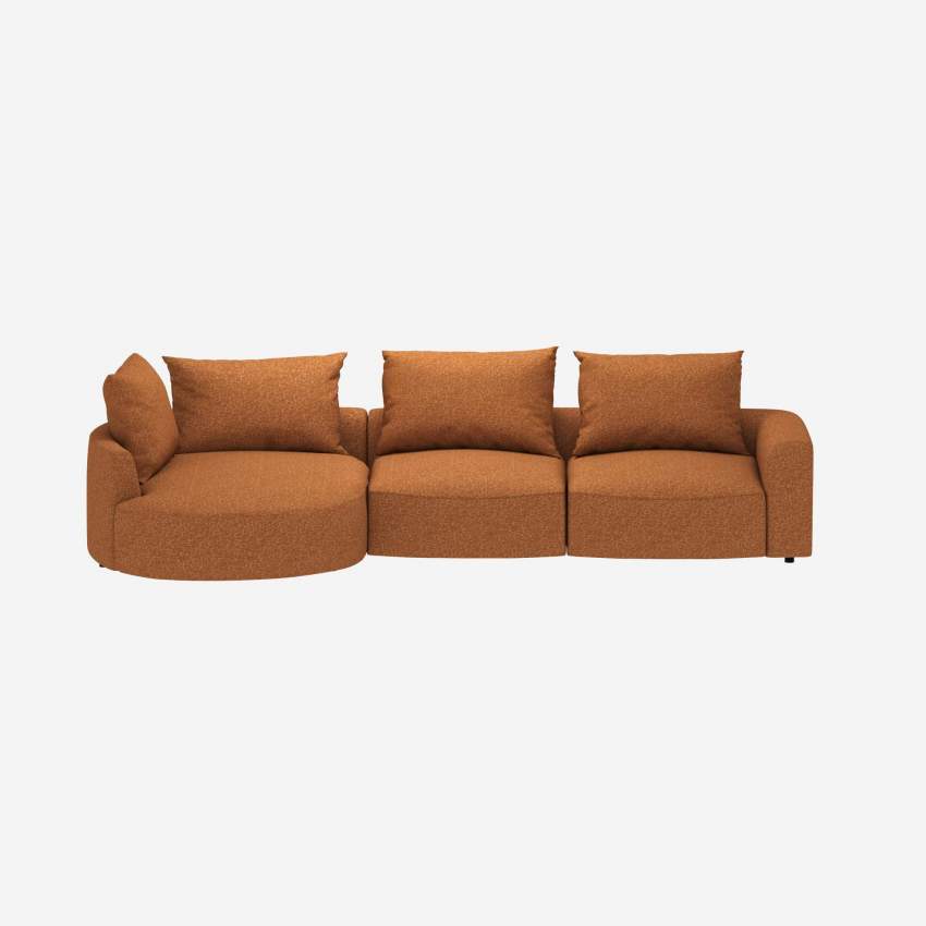 Canapé d'angle gauche en tissu Lucca - Marron noisette 