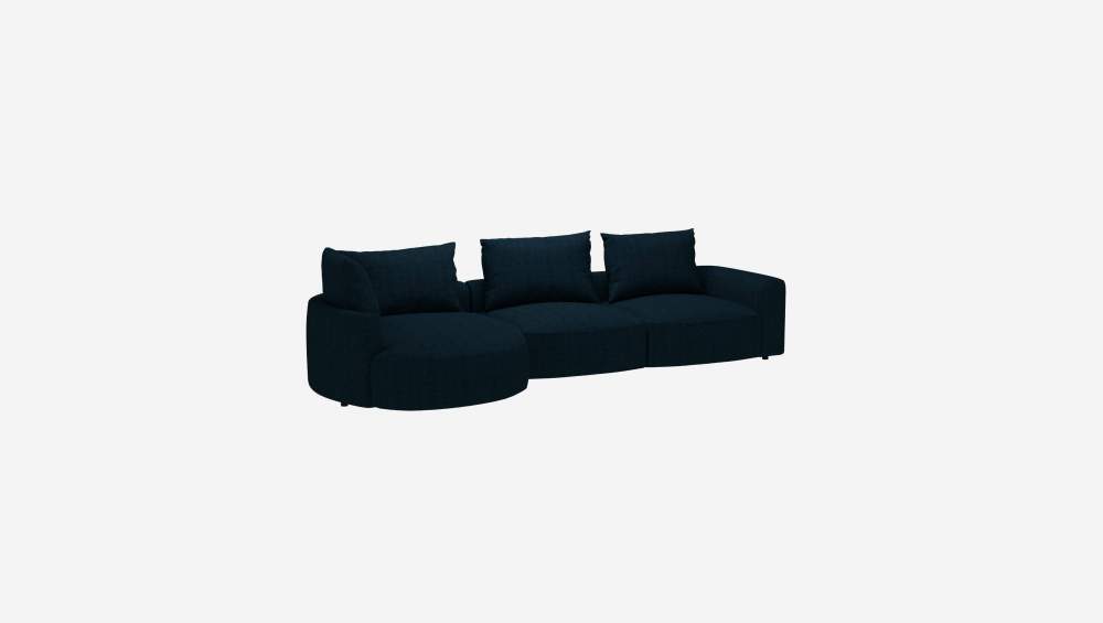 Sofá de canto esquerdo em tecido  Melina - Azul-escuro 