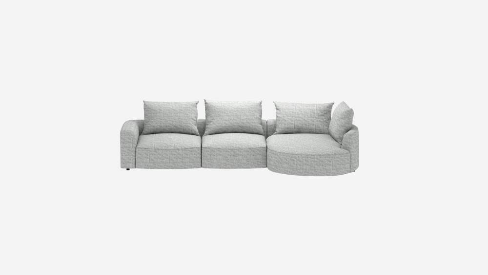 Sofá de canto direito em tecido  Alba - Cinzento-nevoeiro