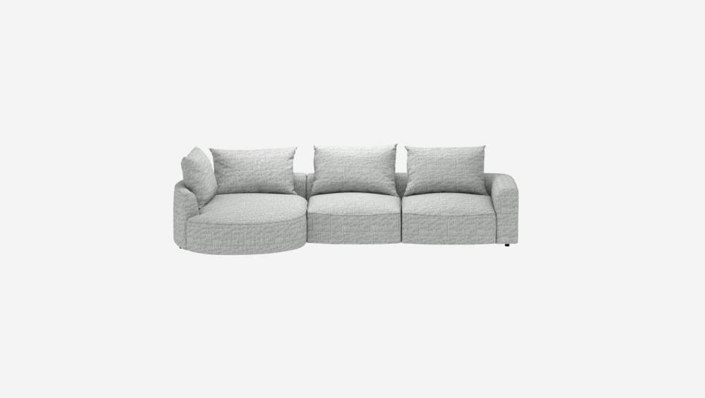 Sofá de canto esquerdo em tecido  Alba - Cinzento-nevoeiro