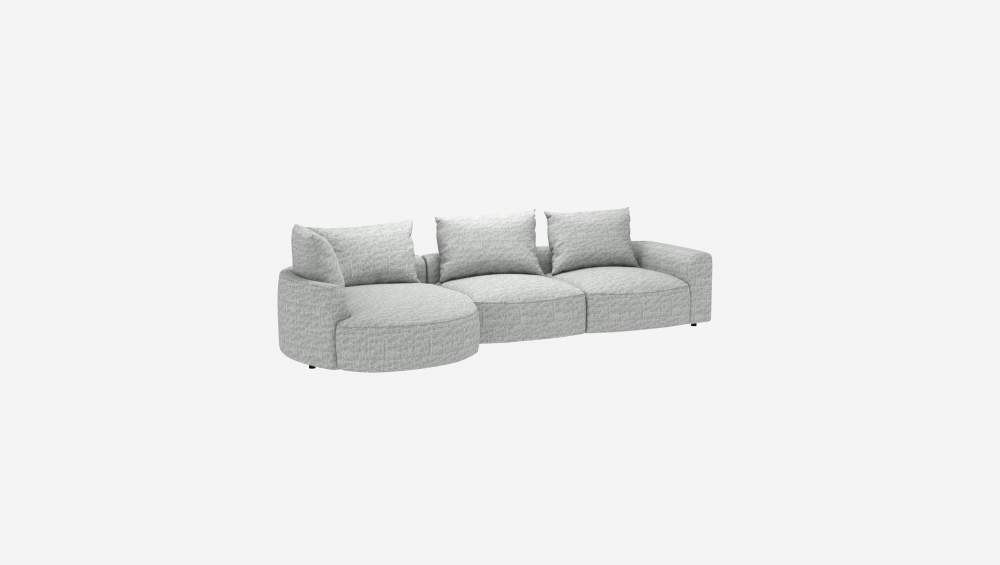 Sofá de canto esquerdo em tecido  Alba - Cinzento-nevoeiro