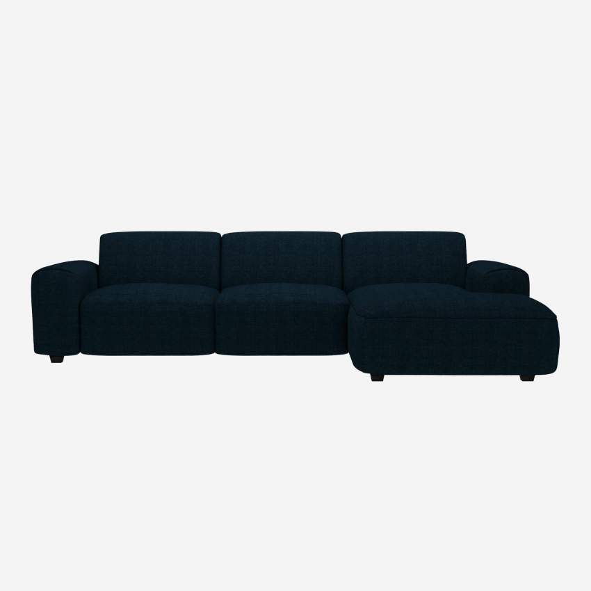 3-Sitzer-Sofa mit Chaiselongue rechts aus Melina-Stoff - Tintenblau