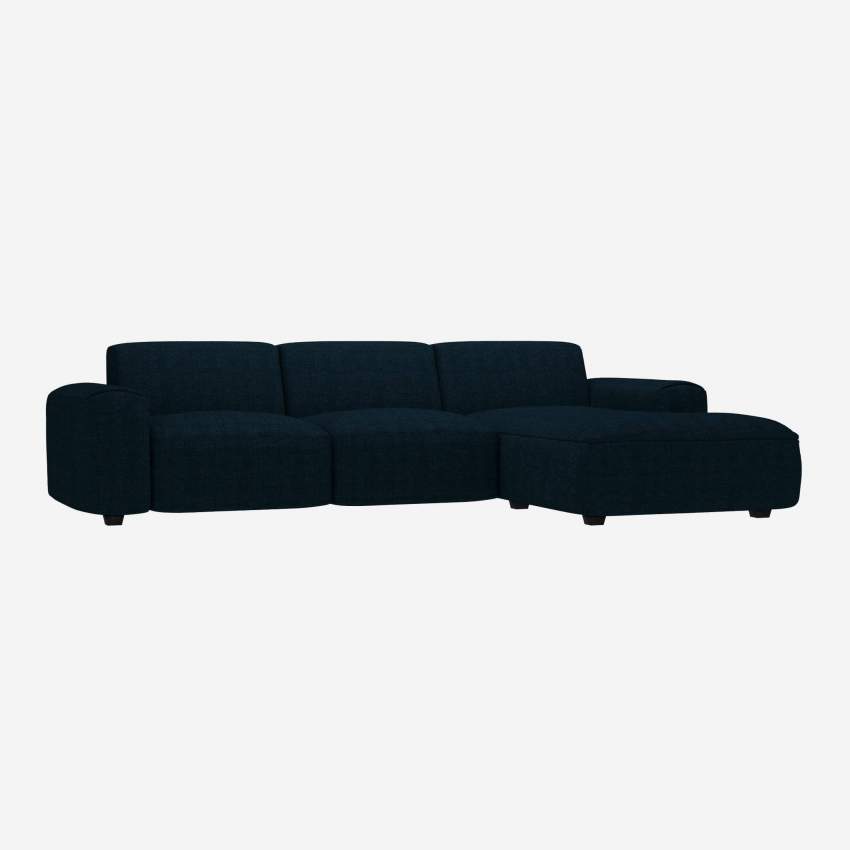 3-Sitzer-Sofa mit Chaiselongue rechts aus Melina-Stoff - Tintenblau