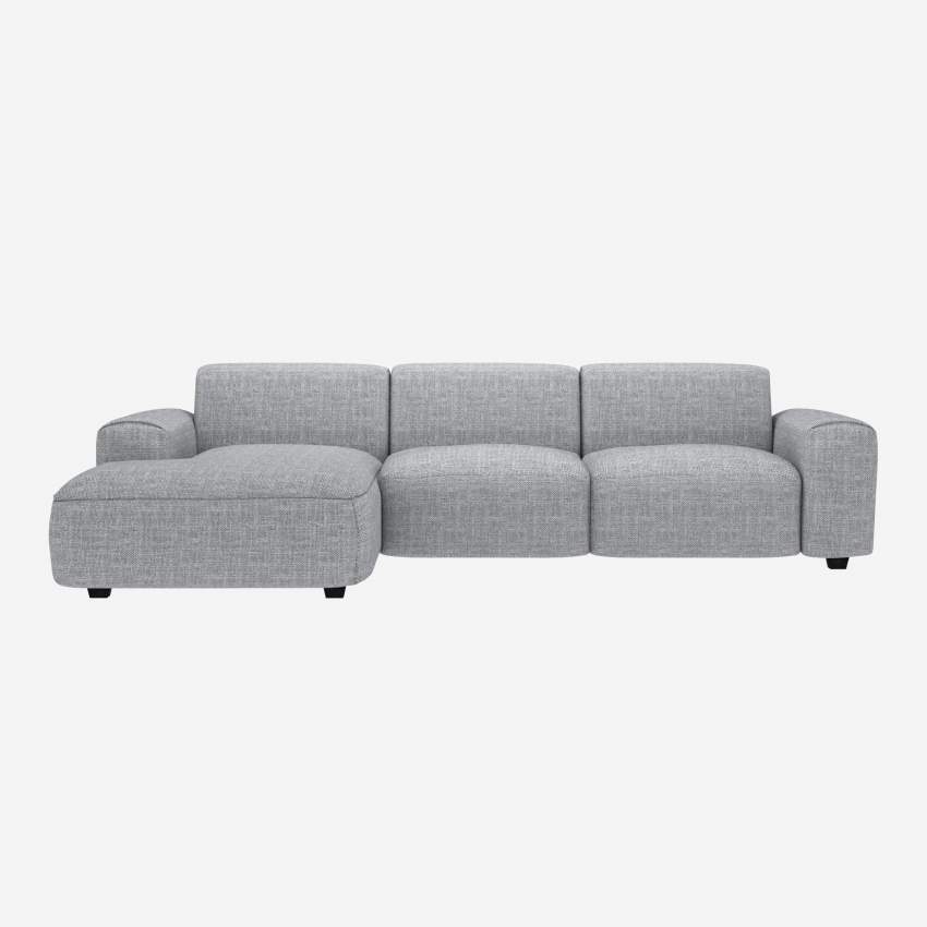 3-Sitzer-Sofa mit Chaiselongue links aus Melina-Stoff - Asphaltgrau