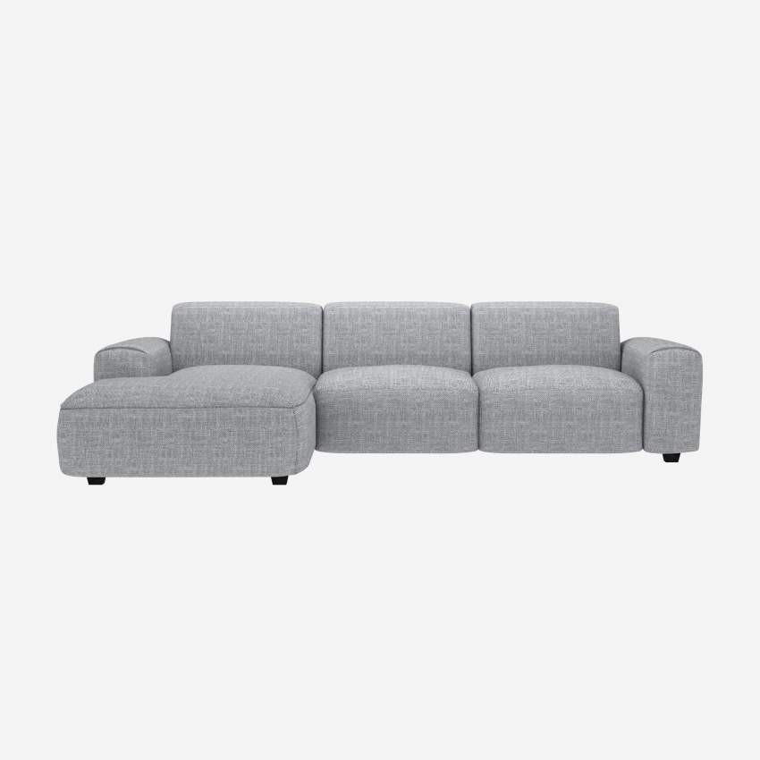 3-Sitzer-Sofa mit Chaiselongue links aus Melina-Stoff - Asphaltgrau