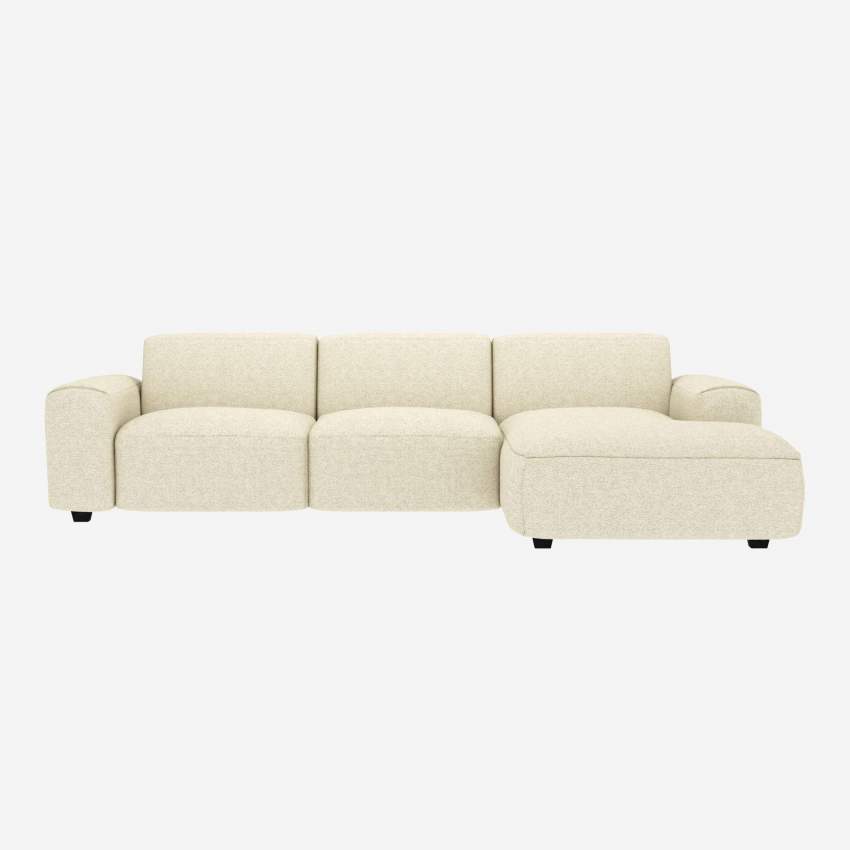 3-Sitzer-Sofa mit Chaiselongue rechts aus Venezia-Stoff - Kreideweiß