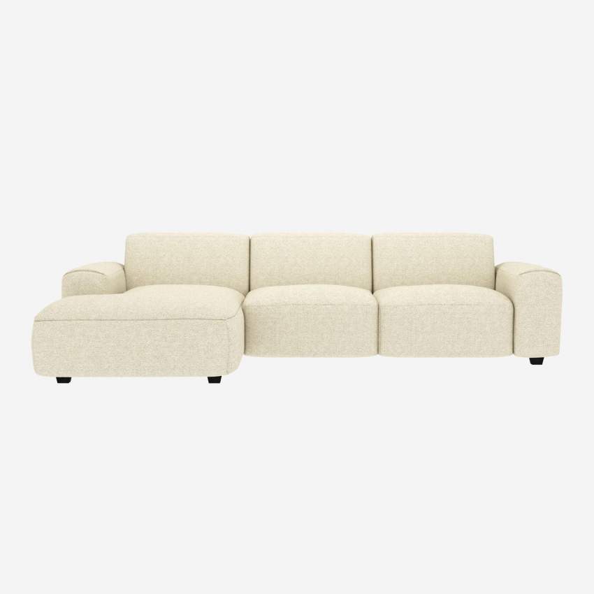 3-Sitzer-Sofa mit Chaiselongue links aus Venezia-Stoff - Kreideweiß