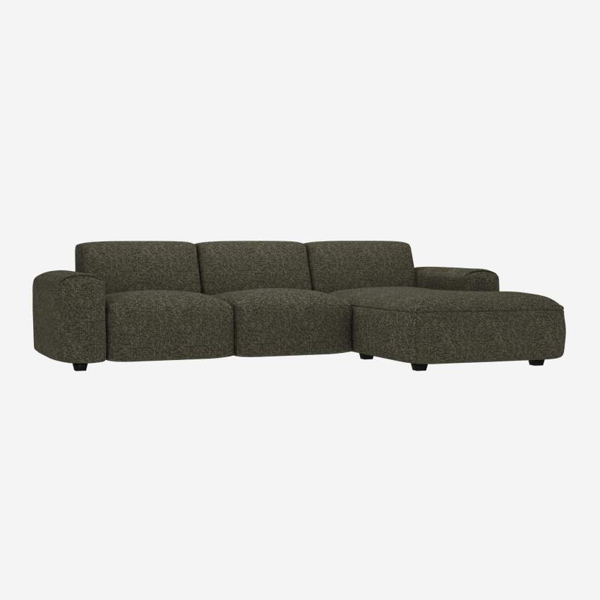 Canapé 3 places avec méridienne droite en tissu Lucca - Vert mousse