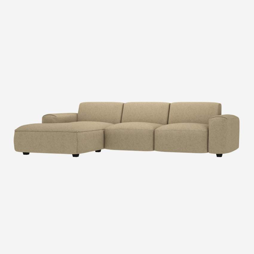 3-Sitzer-Sofa mit Chaiselongue links aus Lucca-Stoff - Acrylweiß
