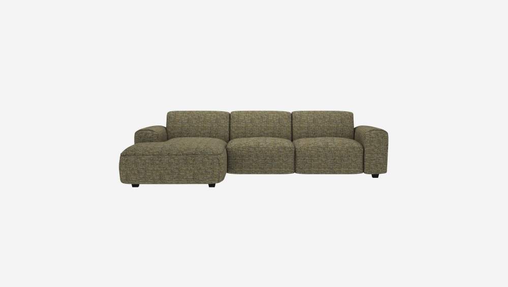 3-Sitzer-Sofa mit Chaiselongue links aus Alba-Stoff - Gewittergrün