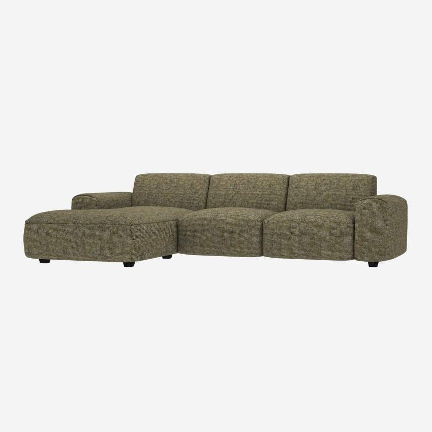 3-Sitzer-Sofa mit Chaiselongue links aus Alba-Stoff - Gewittergrün