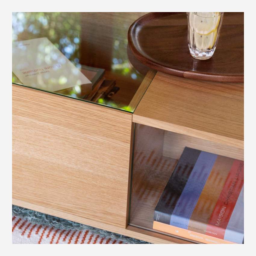 Table basse en chêne et verre - Design by Marie Matsuura