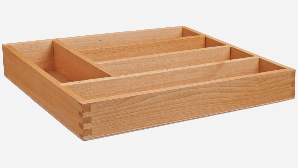 Artema - Cubertero, organizador cubiertos de madera 35 x 25 x 3,5 cm,  bandeja 4 compartimentos, porta utensilios de madera para