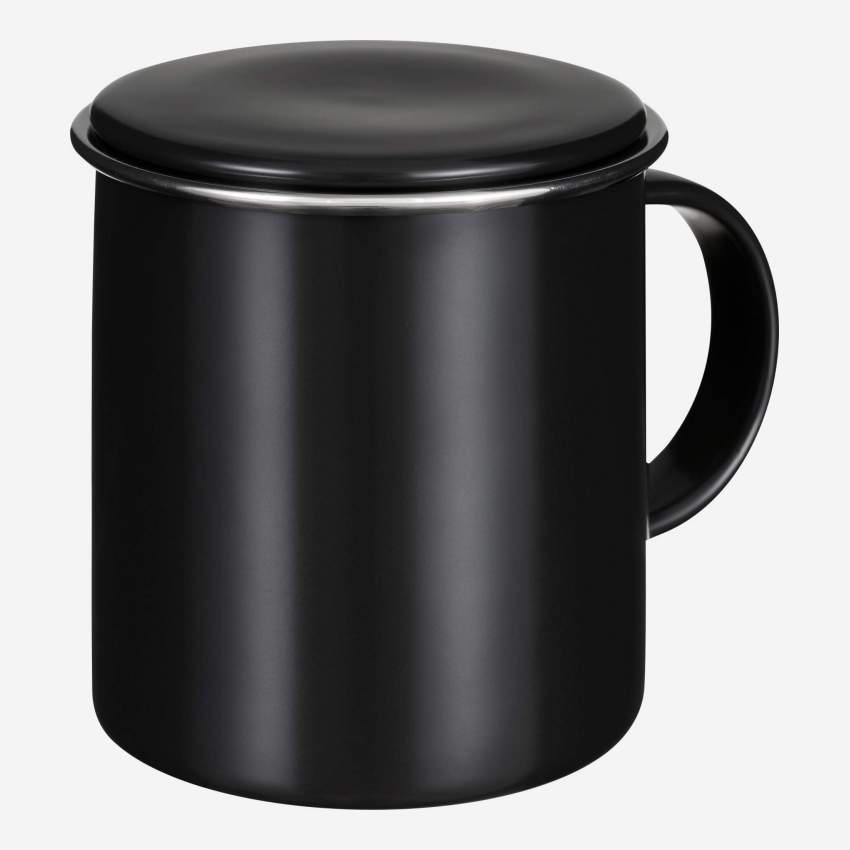 Mug met filter van zwart porselein