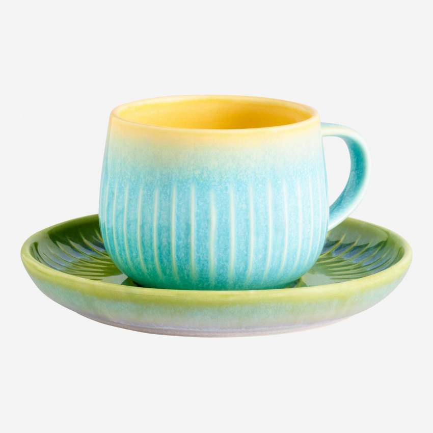Tasse & sous-tasse en porcelaine - Multicolore - 260 ml