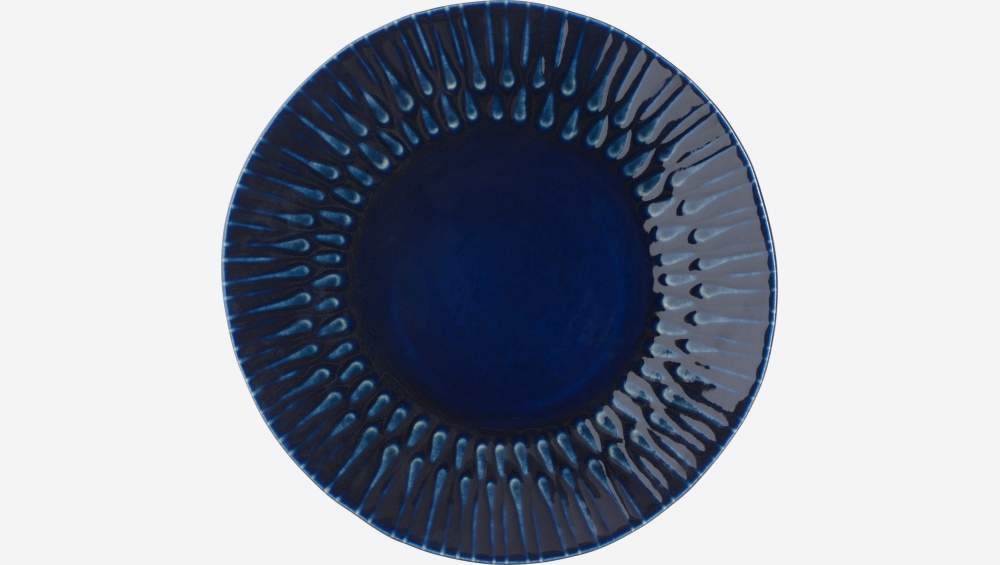 Assiette plate en grès - Bleu nuit - 28,5 cm