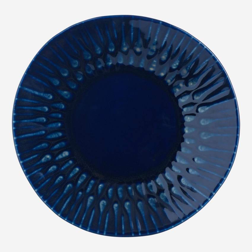 Assiette à dessert en grès - Bleu nuit - 21 cm